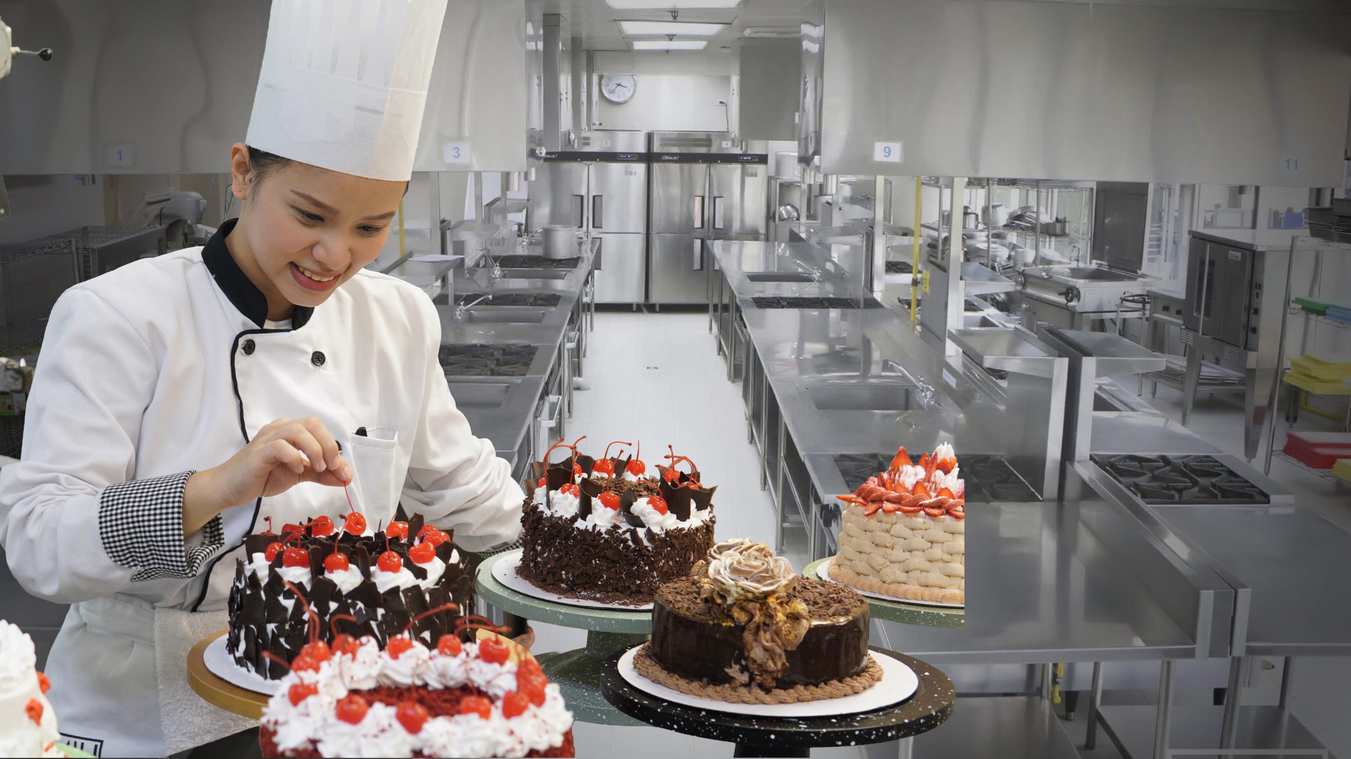 Preparazione di dessert in pasticceria